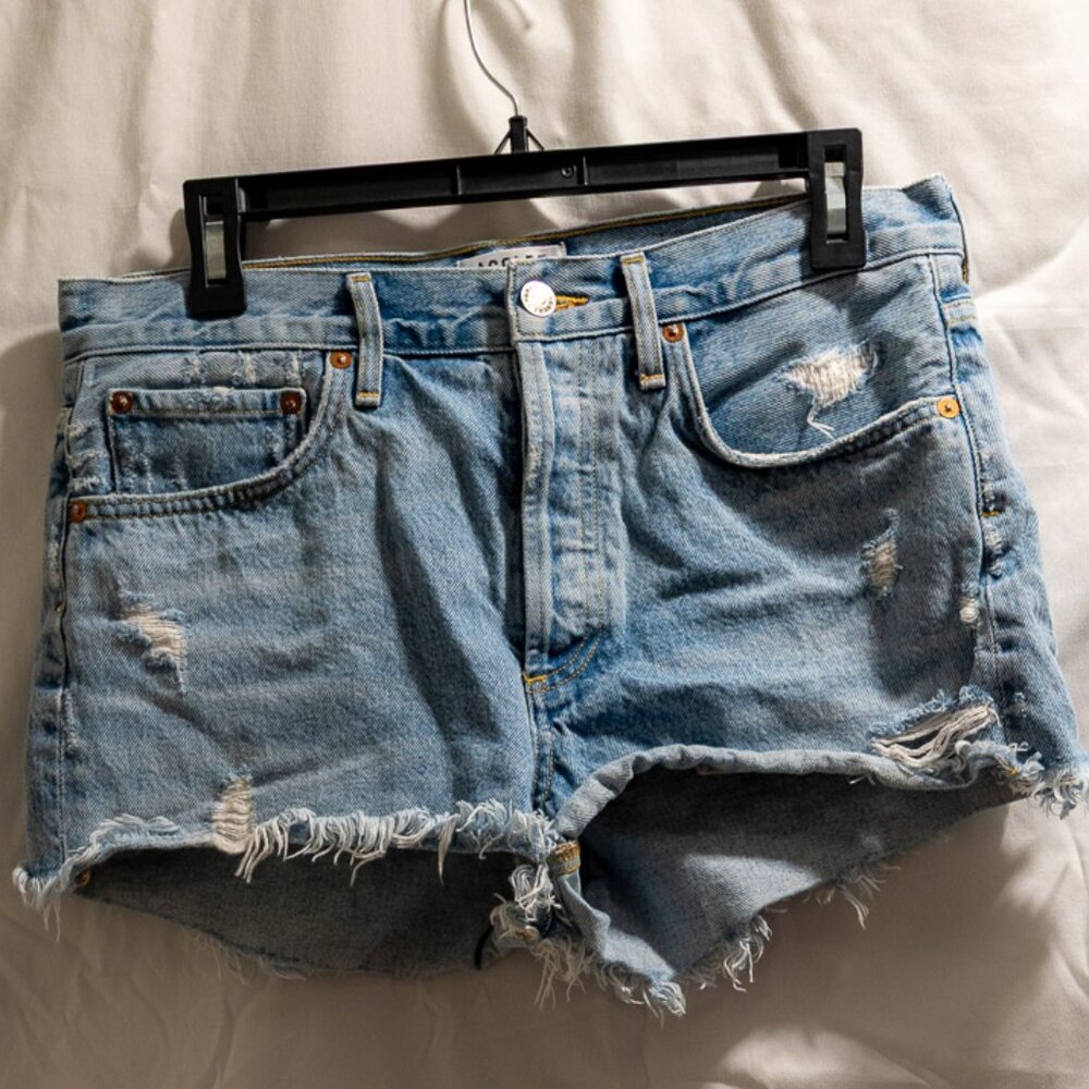 AGOLDE Parker Vintage Cut Off Denim Shorts - Swapmeet Wash (size 27)